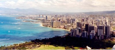 Un littoral très urbanisé : Honolulu sur l'île d'Ohahu dans l'archipel des îles Hawaï
