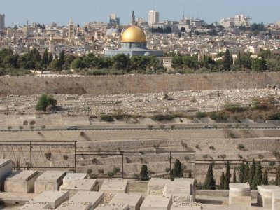 Vue partielle de l'ancienne ville de Jérusalem, depuis le Mont des Oliviers
