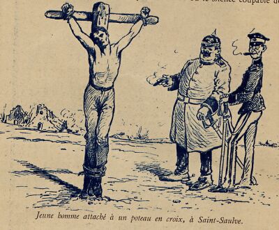 Jeune homme attaché à un poteau en croix, à Saint-Saulve