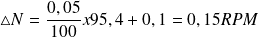 \bigtriangleup N = \frac{0,05}{100} x 95,4 +0,1 = 0,15 RPM